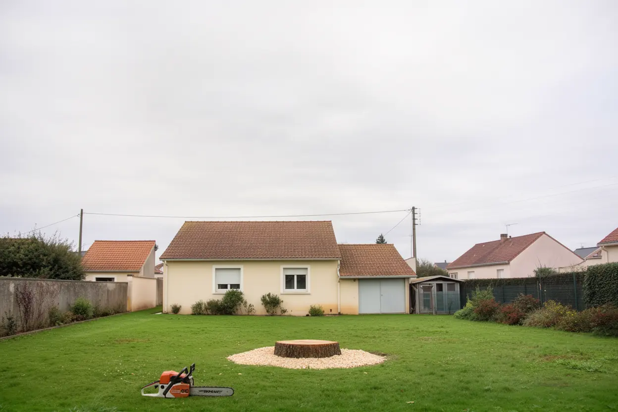Emplacement dégagé après abattage contrôlé à Saint-Max