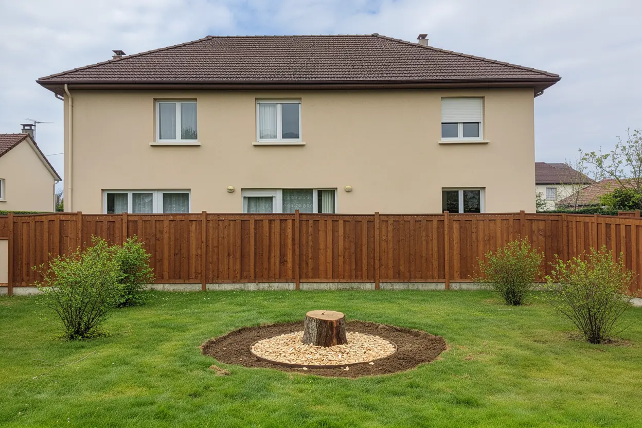 Jardin dégagé après abattage de l’arbre